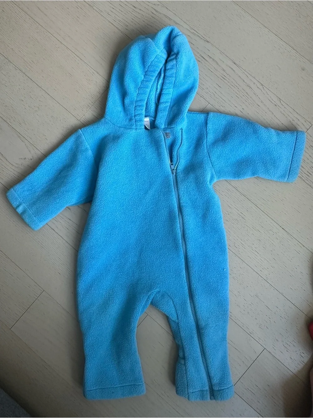 Lands' End Bright Blue Hooded Fleece One-Piece